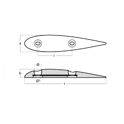 Bolt on anode Naca series 410x84x42 H.C.160