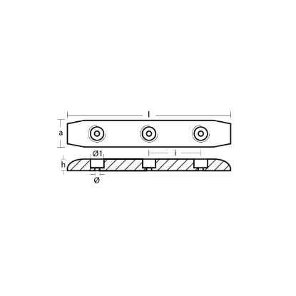 Bolt-on anode for Hull 3holes L=500