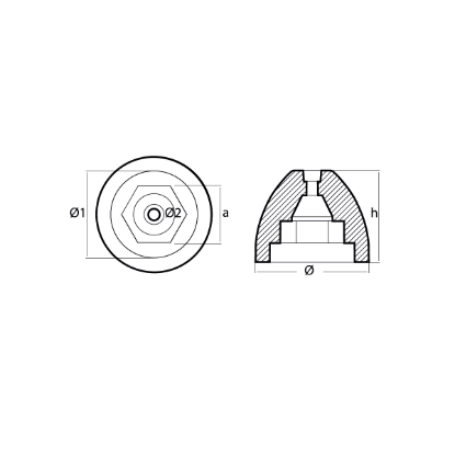 Ferretti exagonal  hydro propeller anode Ø155