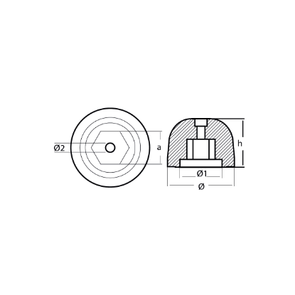 Sidepower - Sleipner propeller nut Ø73 H.53