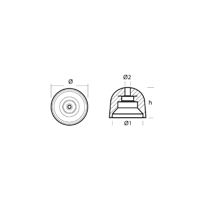 BCS conical propeller nut with stainless steel insert Ø 68 H.55