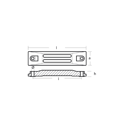 Honda small bar anode for stern bracket - Anodo per supporto motore Honda