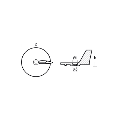 Yamaha Trim Tab anode - Pinna per fuoribordo Yamaha