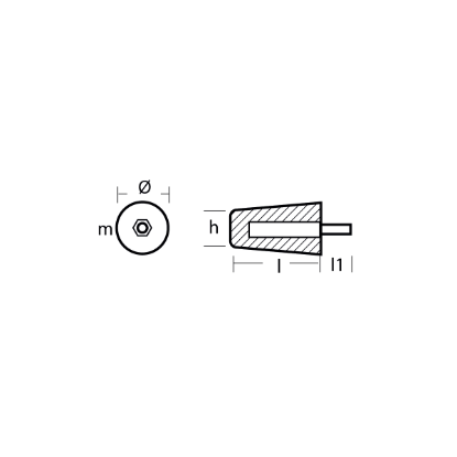 Hamilton Jet Large Conic Rod anode - Barrotto conico grande per motori Hamilton