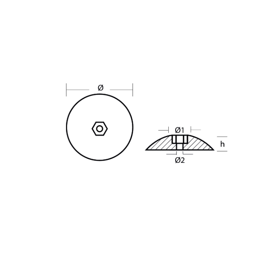 R1 Rudder Zinc 1 7/8" dia x 1/4"