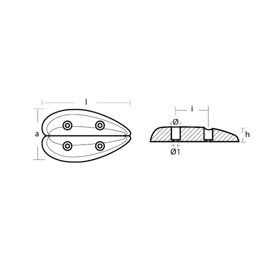 Plate for Flaps OVAL 112x66x19 H.C.40