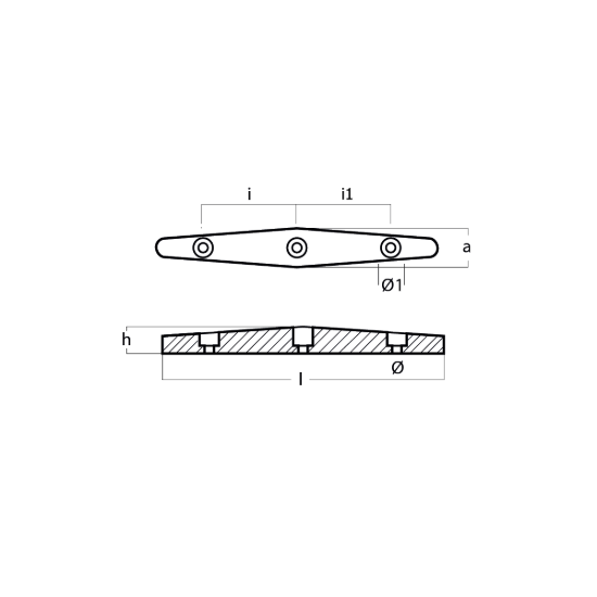 Plate for Flaps OVAL "GALEON" 210x29x20 with 3 holes