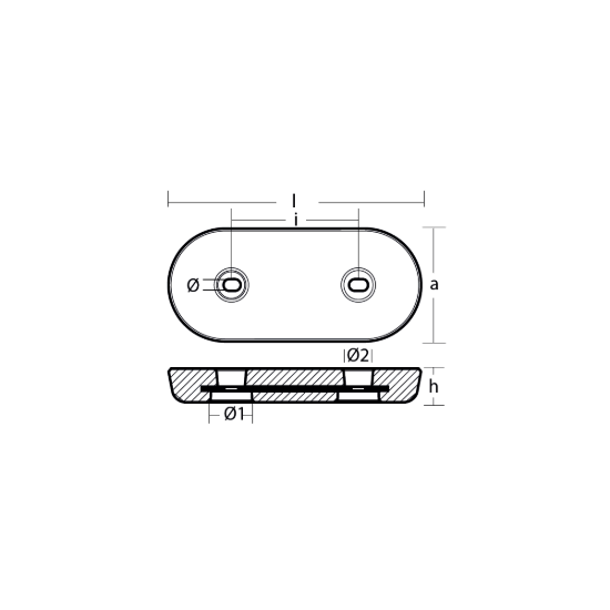 Austal Catamarans bolt on recessed hull anode - Anodo recessato