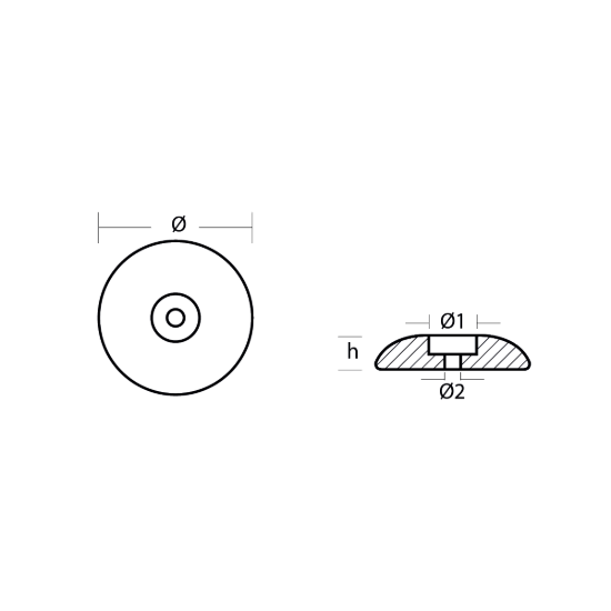 Disc anode single Ø140mm Heavy