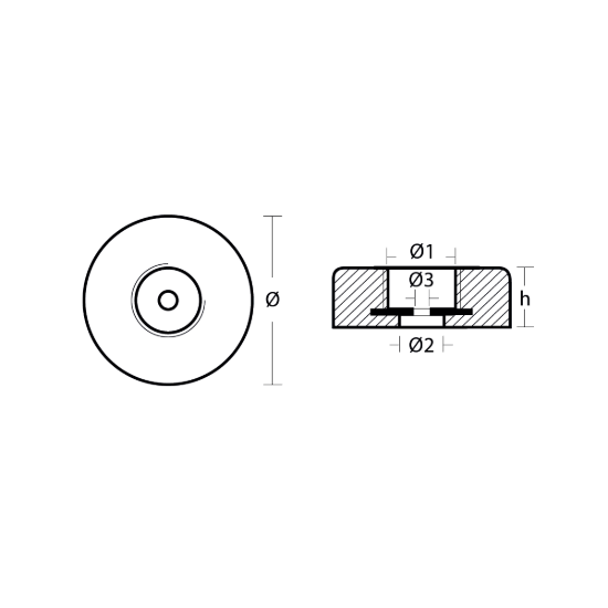 Disc anode for Stern 120*35 compl. w. plug, pad&bolt