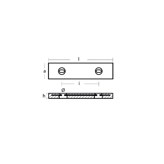 Bolt-on anode for Hull PIASTRA 250x65x35 H.C. 180