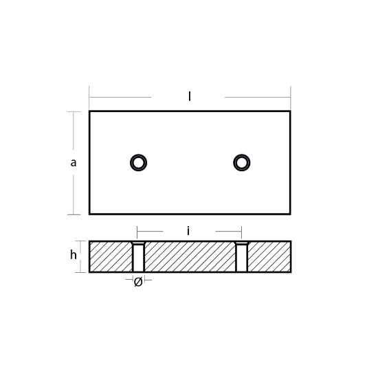 Bolt-on anode for Hull 300x150x26 H.C.125    (same as 02514)