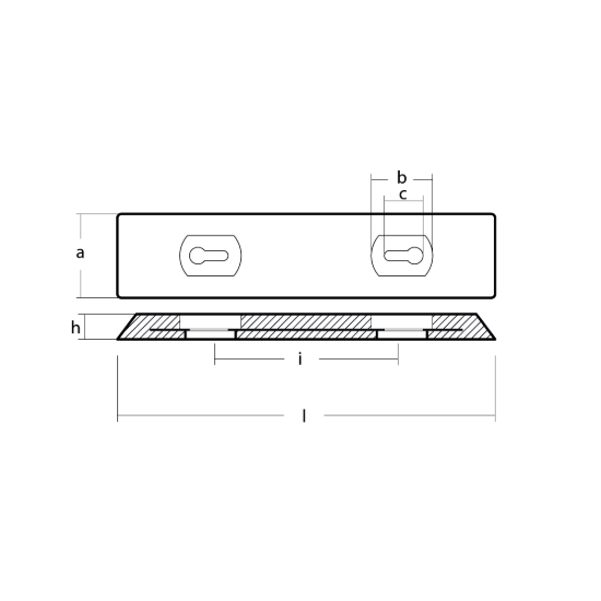 Bolt-on bar anode UK TYPE - Sealine 450X100X12 H.C. 230