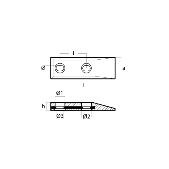 Bolt-on anode for fastt Hull 210x70x25 H.C. 80