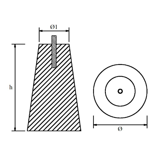 Hang on Aluminium anode 0,98kg cable lenght 6mt