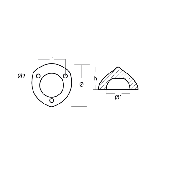Compatible Max Prop - 3 holes propeller anode Ø72
