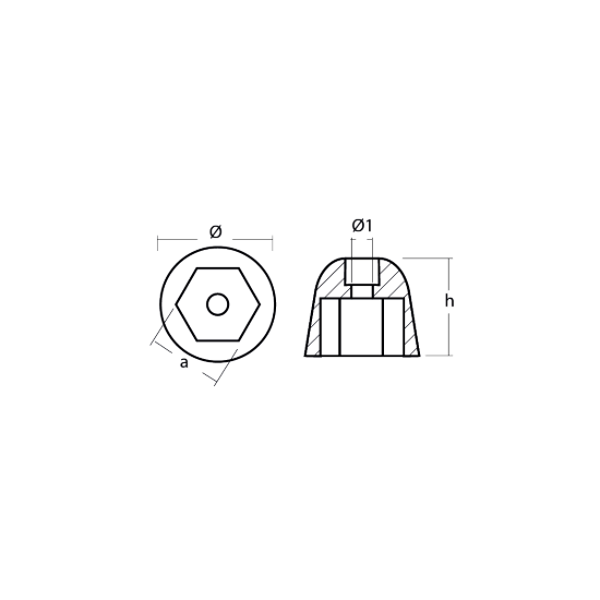 Sidepower - Sleipner propeller nut Ø42 H.34