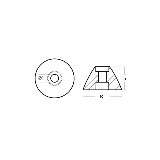 Sidepower - Sleipner propeller nut Ø25,6 H.15