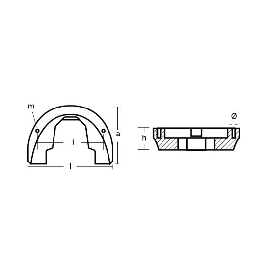 OMC Horseshoe Front Gearcase Anode - Anodo frontale piede poppiero