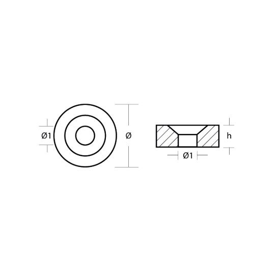 Mercury button anode for trim tab - Rondella per motori Mercury