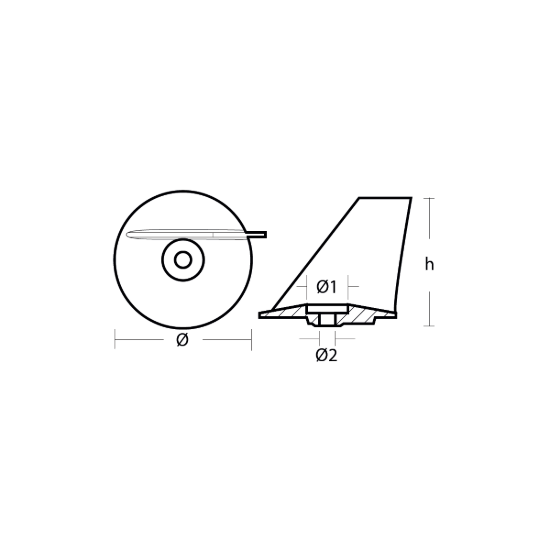 Mercury standard trim tab anode - Pinna per motori Mercury