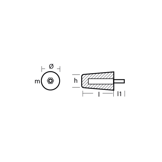 Hamilton Jet Large  Conic Rod anode - Barrotto conico grande per motori Hamilton