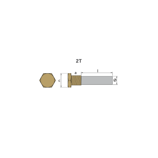 Sen-Dure pencil anode Ø 9,5 L. 44 complete with brass plug th.1/4'' NPT