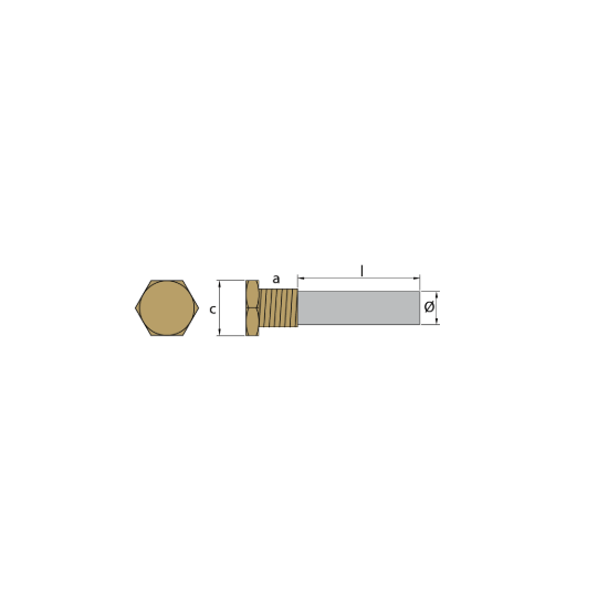 Isoterm pencil anode Ø8 L.30  complete with brass plug th.1/2'' Gas Conico